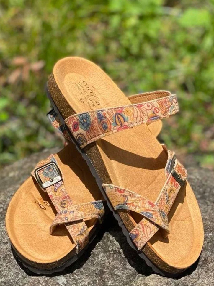 NEW~Floral Paisley-Loop Sandals