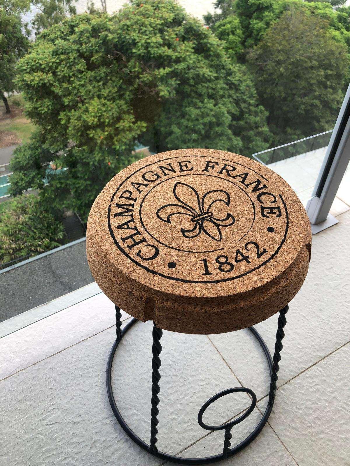SINTRA- small cork and wrought iron Stool - The Cork Shop 