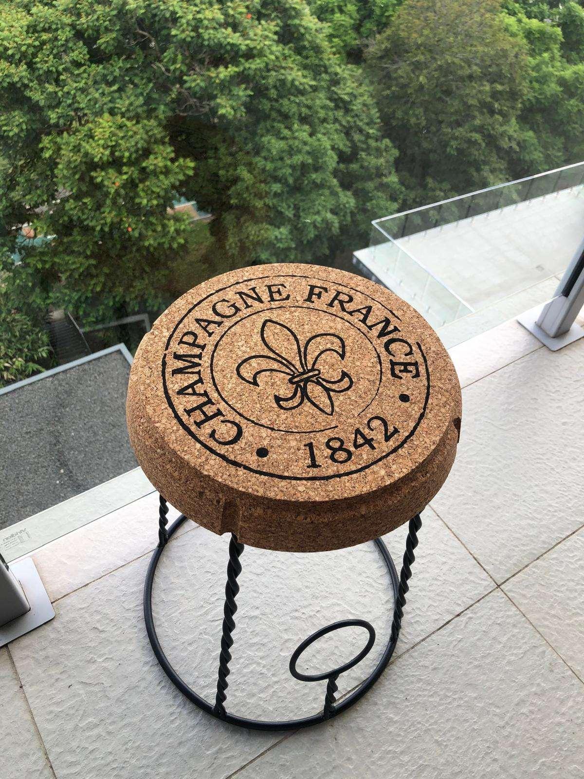 SINTRA- small cork and wrought iron Stool - The Cork Shop 