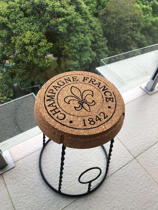 SINTRA- small cork and wrought iron Stool - The Cork Shop 