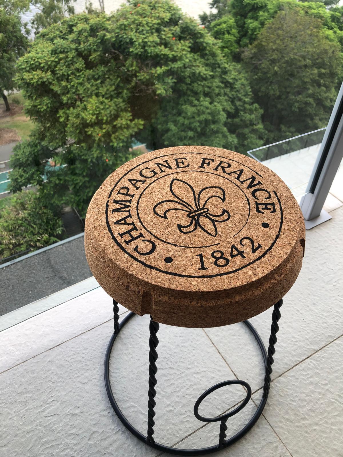 SINTRA- small cork and wrought iron Stool