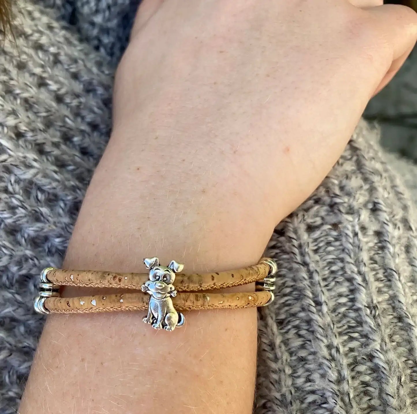 Cork Bracelet and Ring- Cute Dog