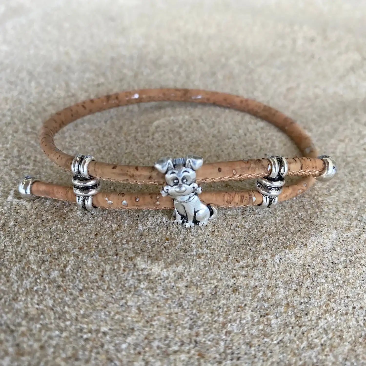 Cork Bracelet and Ring- Cute Dog