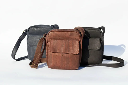 Coco Cork Satchel Bag - Vegan Leather Crossbody with Flap - The Cork Shop 