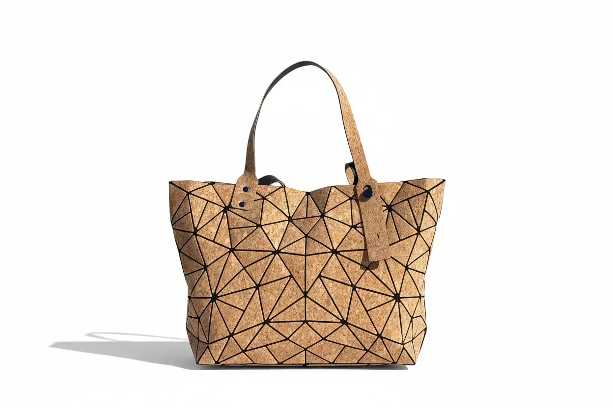 Geo Cork Handbag - Large Geometric Tote Made in Portugal - The Cork Shop 