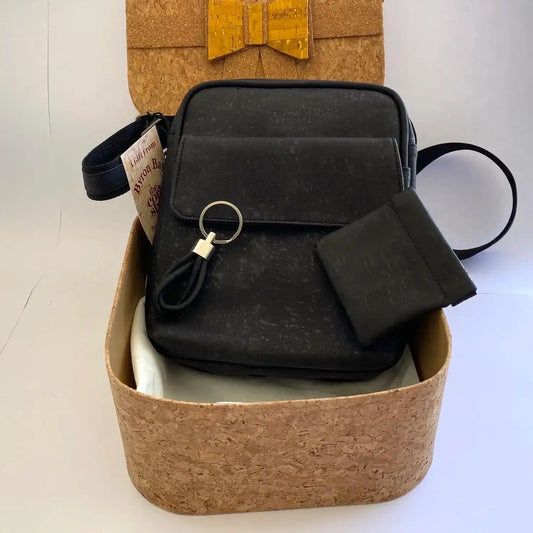 Cork Gift Box - Black Bag, Keyring & Coin Pouch