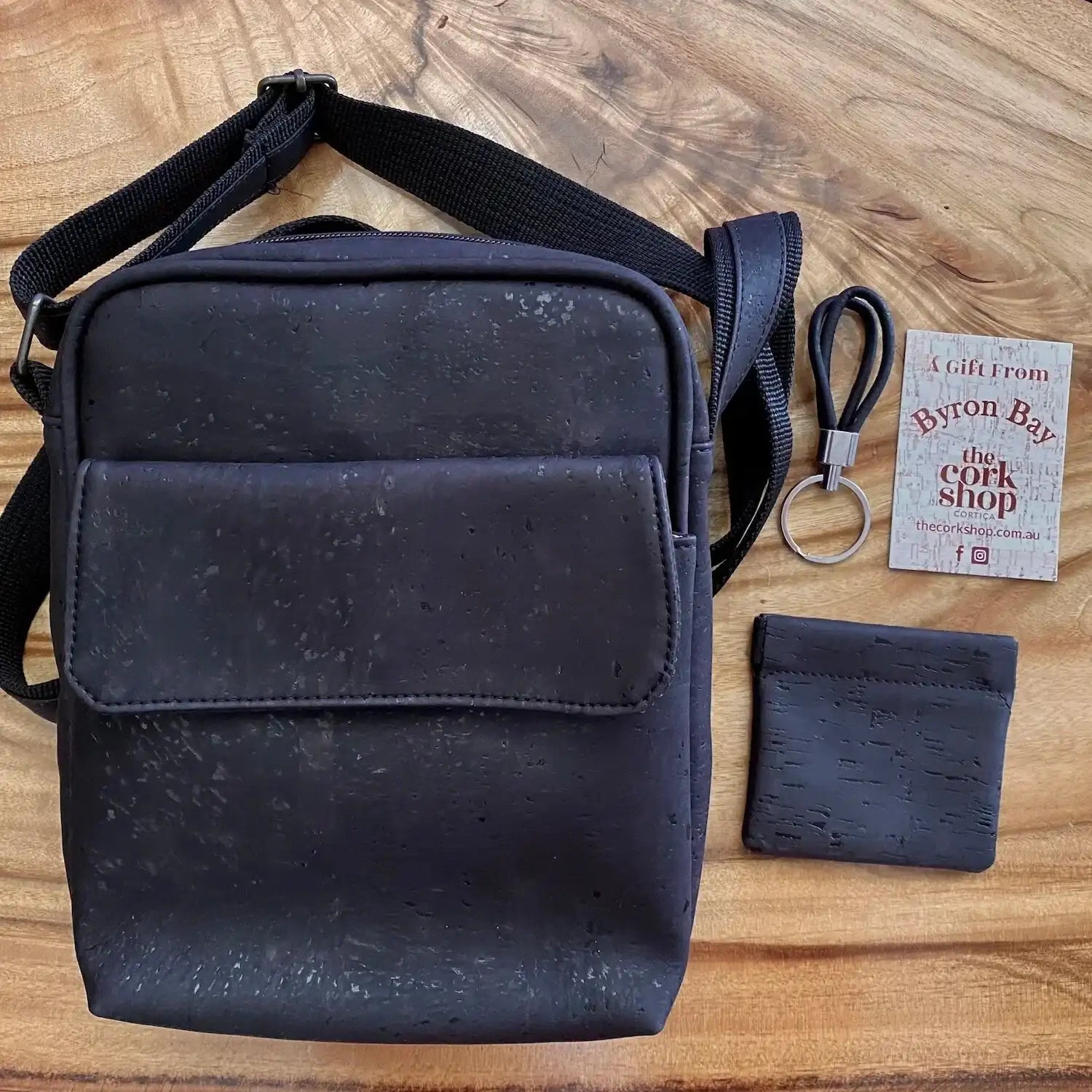 Cork Gift Box - Black Bag, Keyring & Coin Pouch