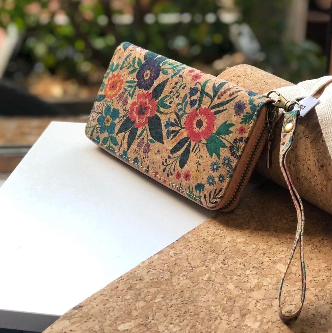 Cork Zip Wallet with Hand Strap- Kylie