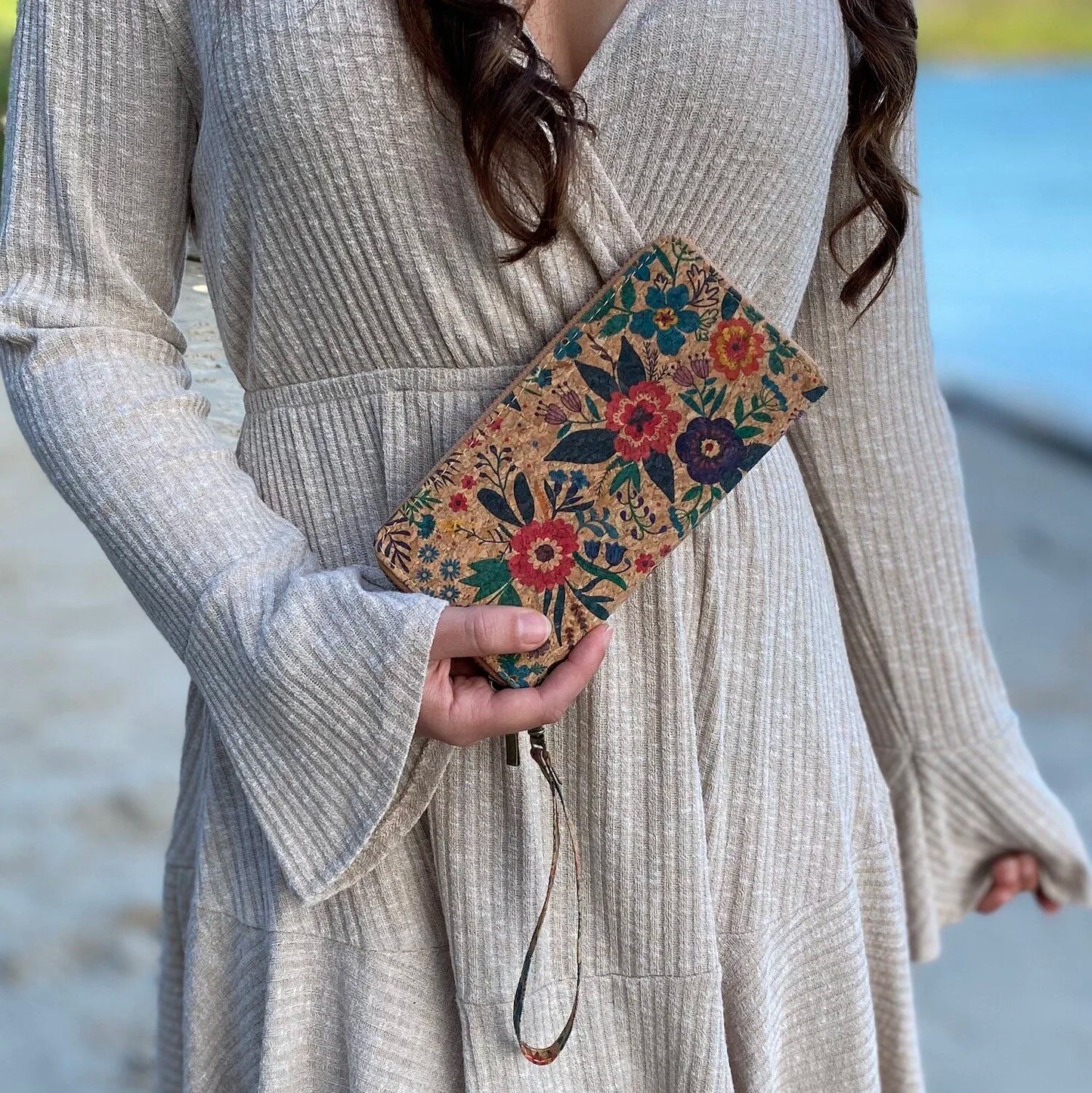 Cork Zip Wallet with Hand Strap- Kylie