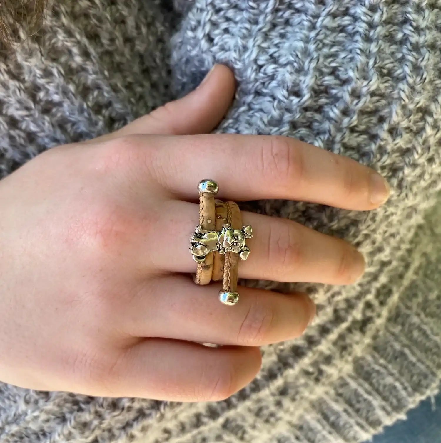 Cork Bracelet and Ring- Cute Dog