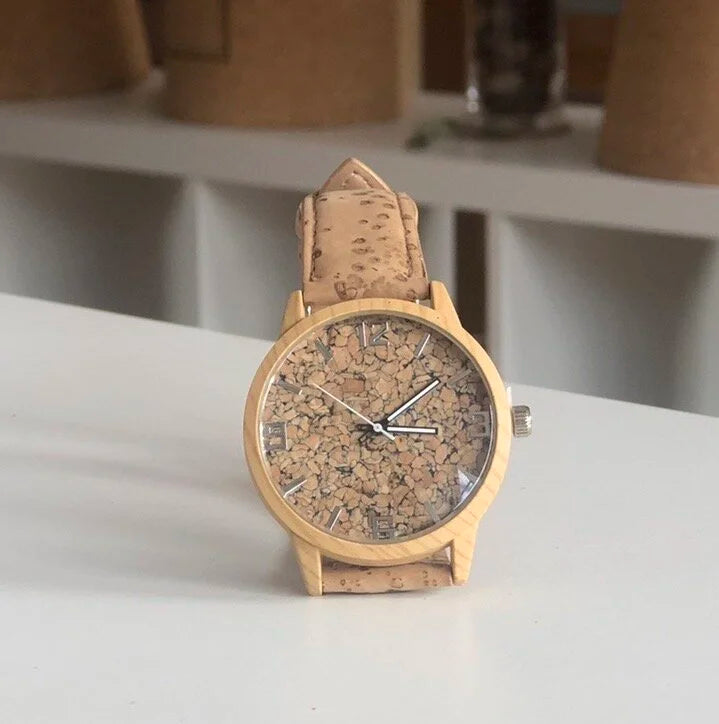 Watch with Cork Face - Brown, Green or Natural Cork Strap